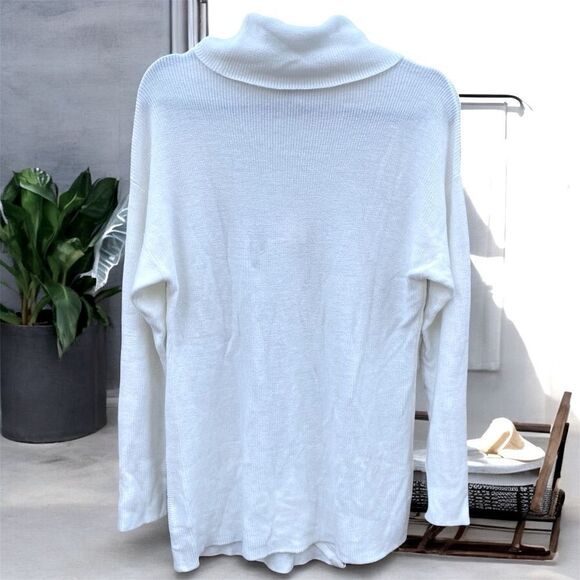 NWT New Bar III Winter White Cowl Neck Sweater Dress/Tunic Asymmetrical Zipper M - Picture 4 of 7